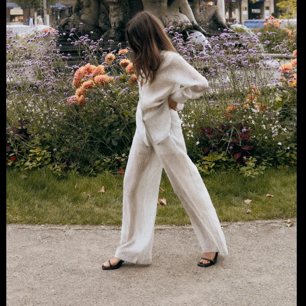 Zara organza pants wrinkled effect,
